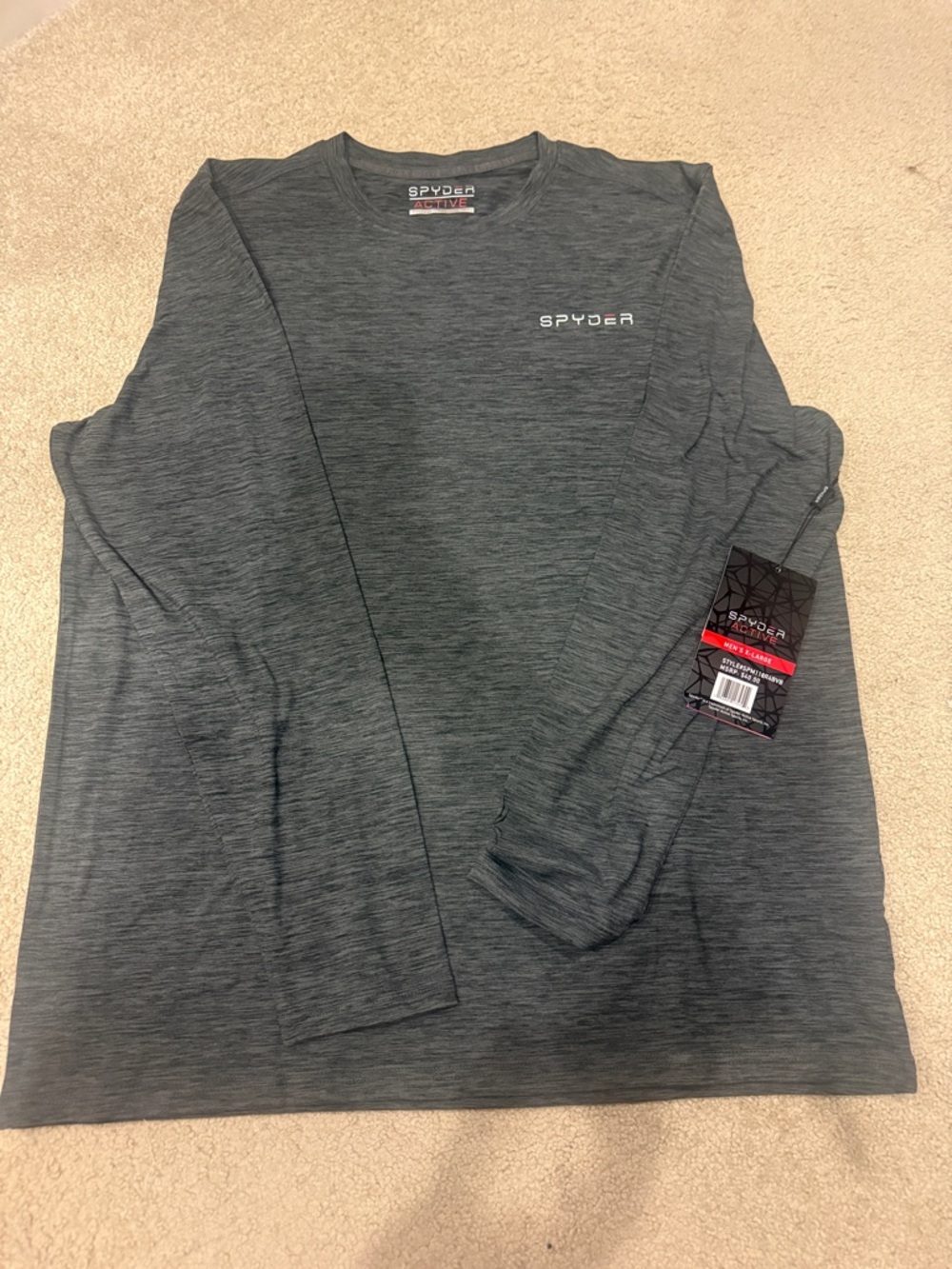 Spyder Men's Long Sleeve Performance Shirt - Charcoal Gray
